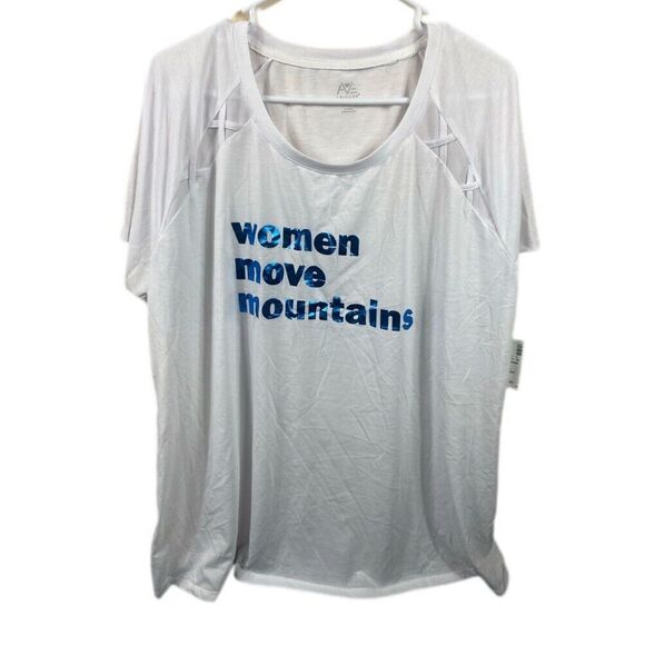 Tops - Ave Leisure T-Shirt Womens 22/24 White Short Sleeve Stretch Tunic Girl Power NEW